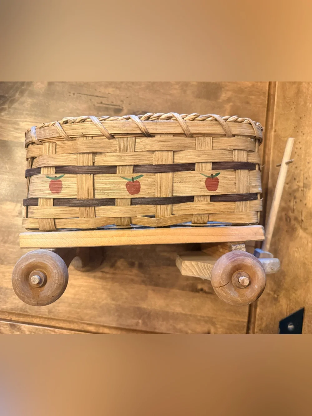 Wood Woven Wagon - Brown